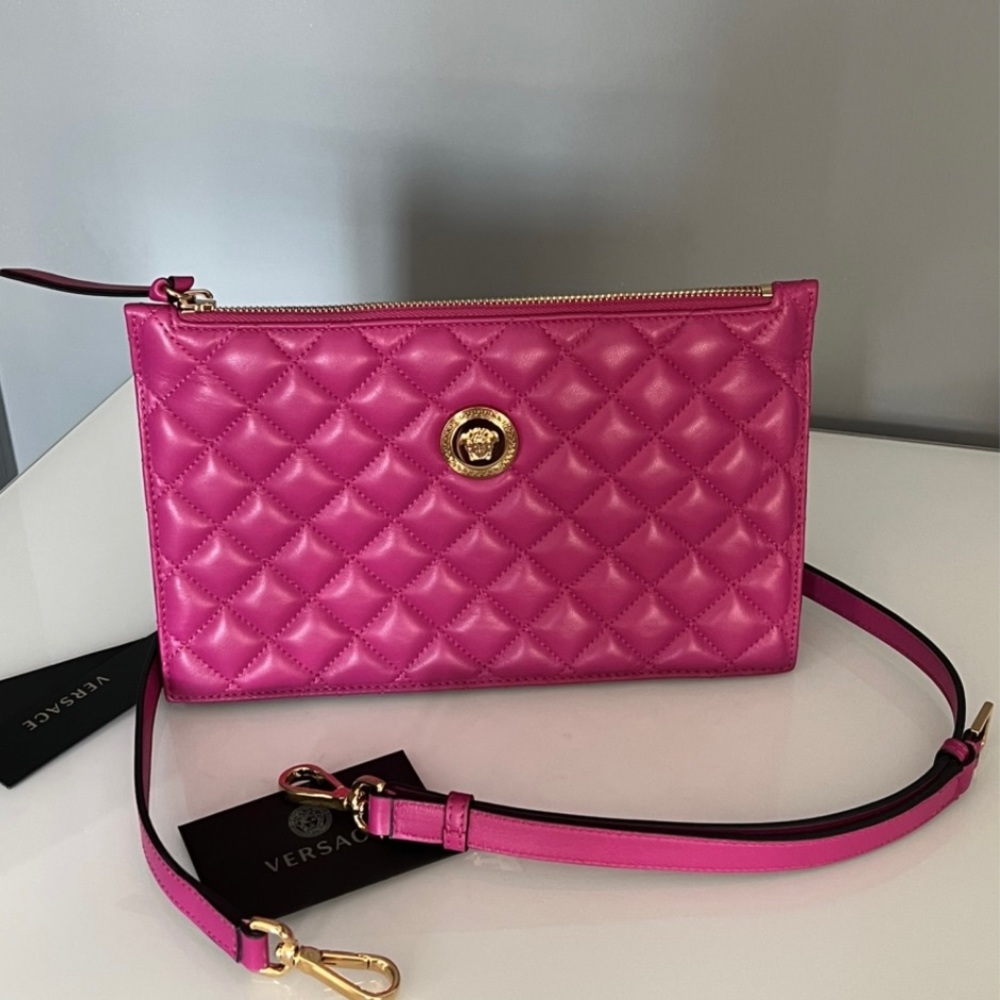 VERSACE LA MEDUSA LEATHER CLUTCH BAG